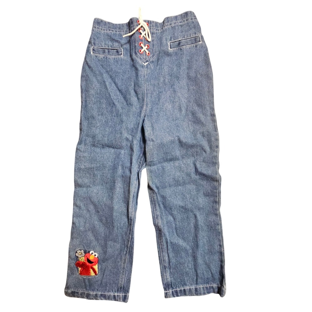 Vintage‎ Sesame Street Elmo Embroidered Jeans 5T Straight Leg Kidcore Retro Y2K